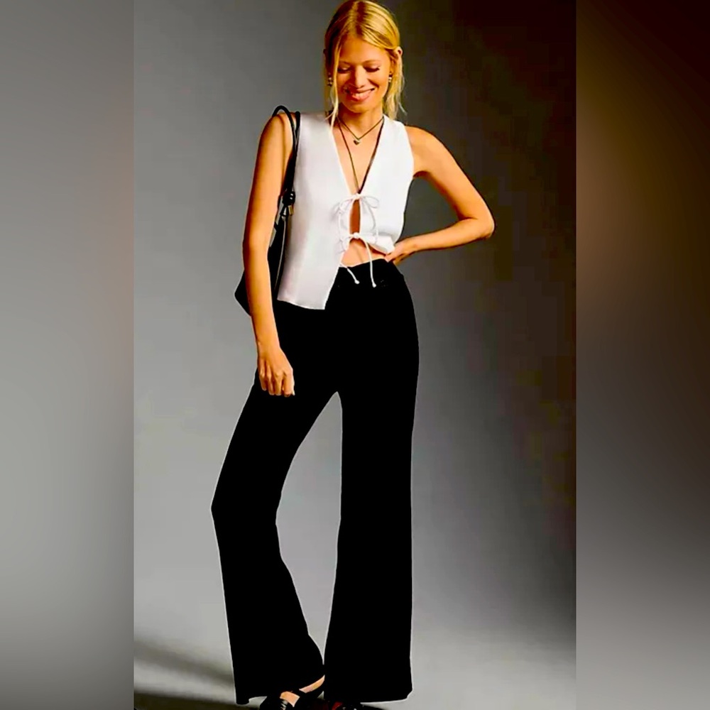 Maeve by Anthropologie Naomi black wide leg pants- NWOT -US 0